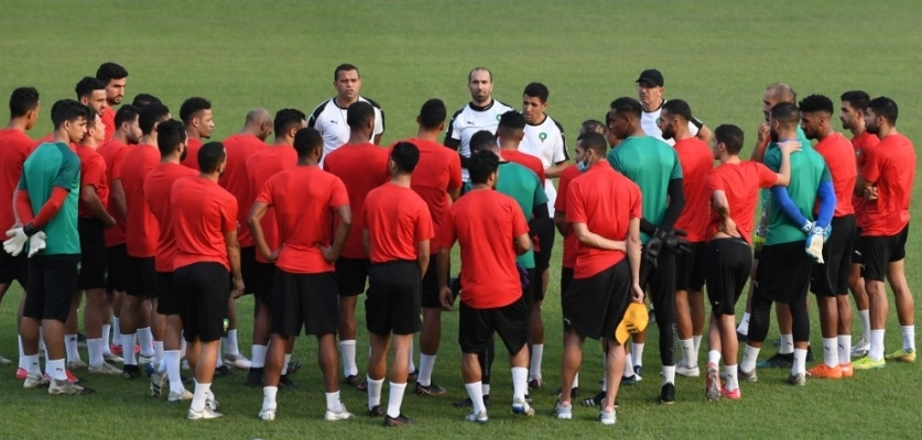 المنتخب المغربي المحلي يجري أخر حصة تدريبية له قبل مواجة الكاميرون