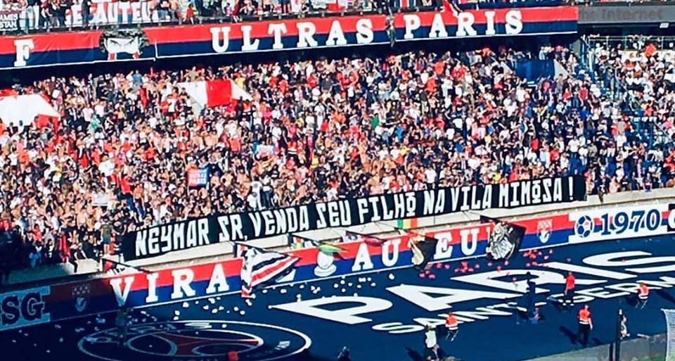 رسالة جماهير باريس سان جيرمان لنيمار تخلق الحدت في مباراة ستراسبورج